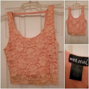 PINK Victoria's Secret Lace Tank Top - Peach and Cream